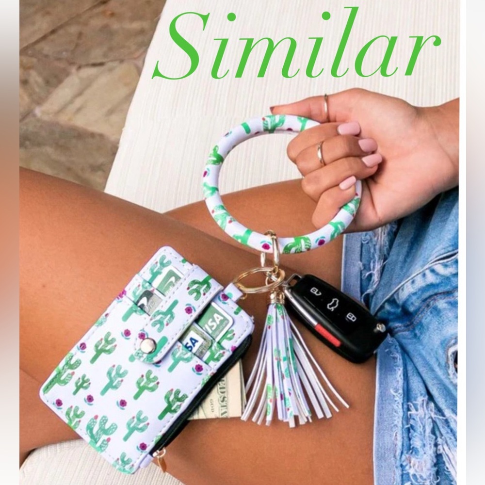 Cactus Print Key & Card Holder with Tassel